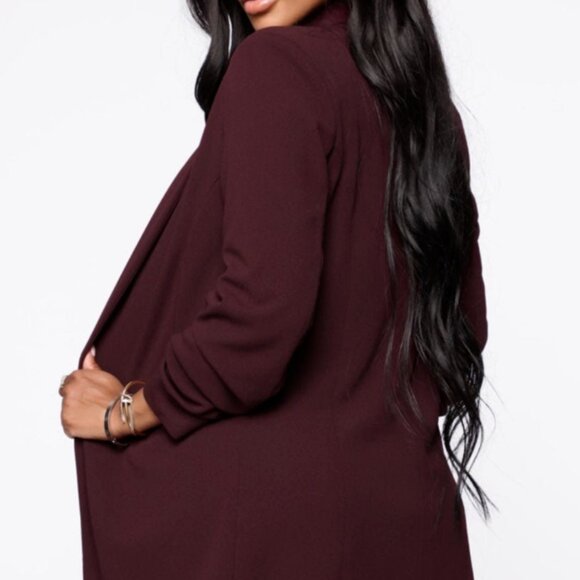 Fashion Nova Burgundy Blazer & Pants Set S/M - Picture 3 of 3